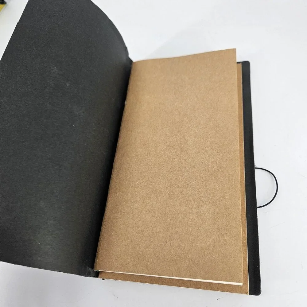 Black Faux Leather Travel Journal Notebook Planner Refillable Inserts Cover